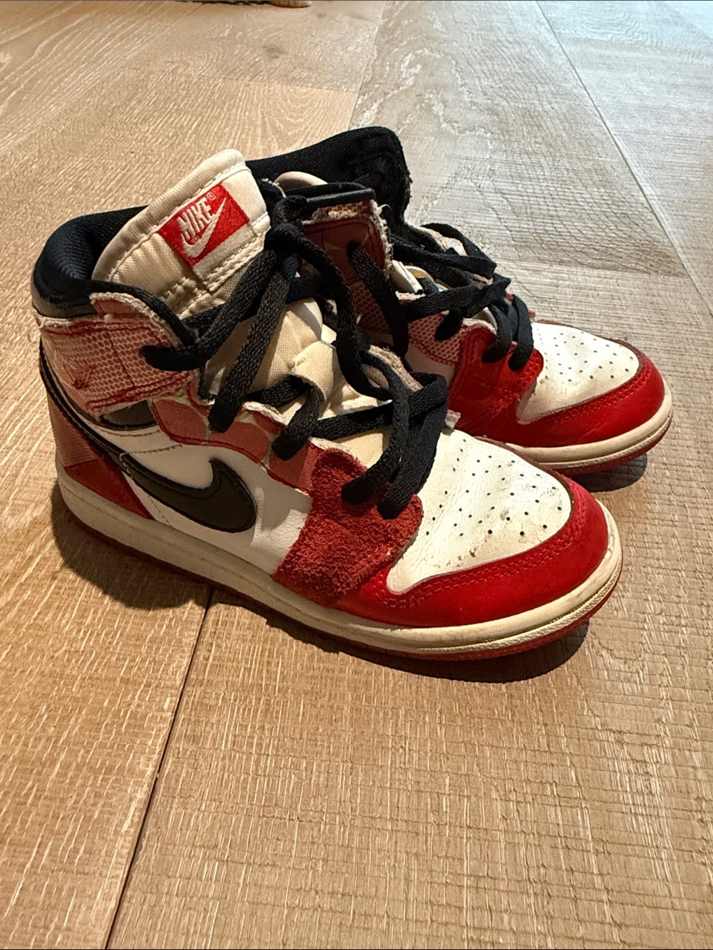 Nike Kids High-Top Sneakers in Red, White & Black